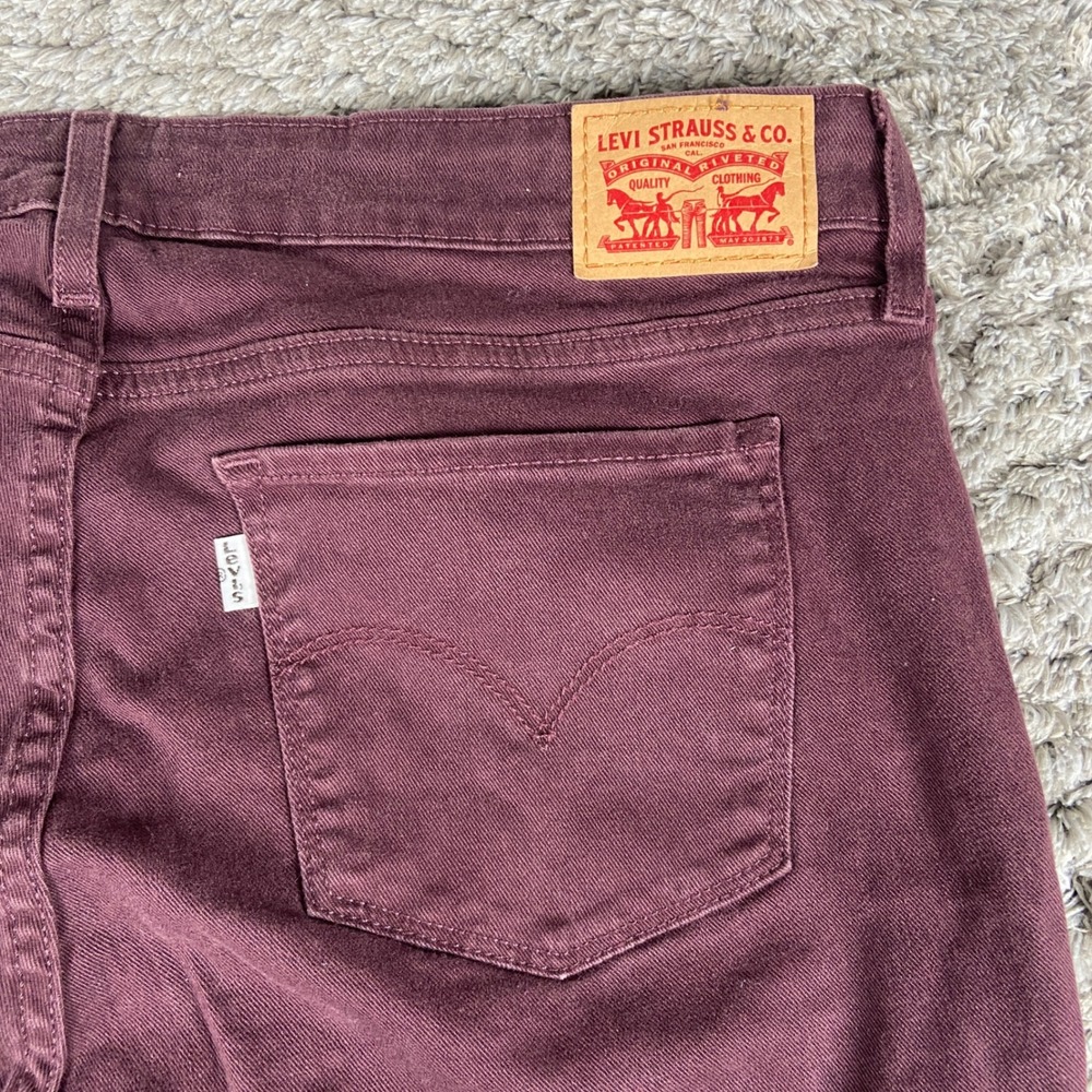 Levi's 711 Skinny Jeans Women 36x29 Burgundy Red Denim Mid Rise‎ Stretch Casual